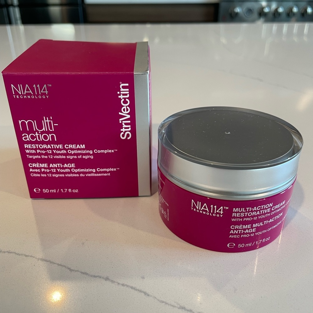 StriVectin Multi-Action Restorative Cream in Deep Magenta Box with Silver Accent